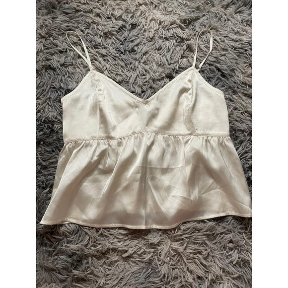 Hollister Co Tank Top Womens Size Medium Cream Baby Doll Adjustable Straps Flowy - Picture 1 of 3